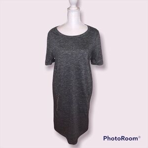 Gap Women‎ Small Tall Gray Marl French Terry Zip Pocket Shift Dress S Tall